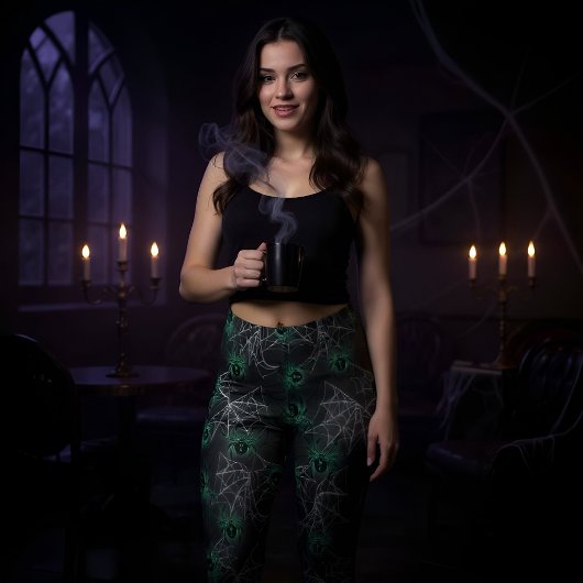 Araignées brillantes vert toxique - Leggings cool 
