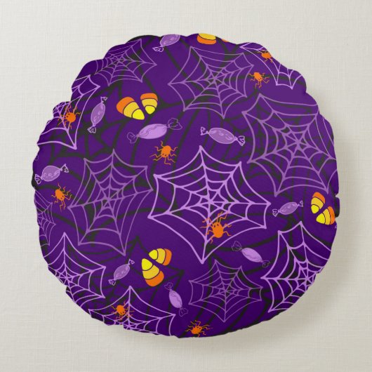 Araignées d'Halloween et Coussin pourpre de bonbon (Devant)