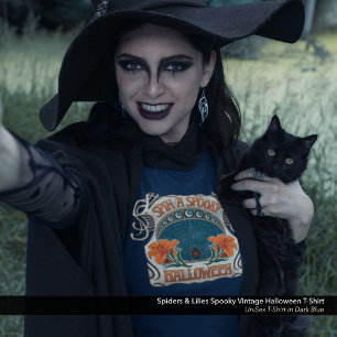 Araignées et Lys Éffrayant T-shirt Halloween Vinta