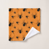 Araignées Halloween motif noir et orange (Gant de toilette)