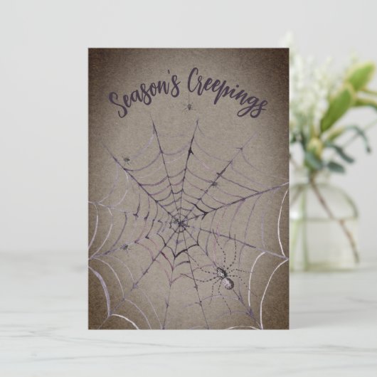 Araignées sur Spider Web Carte de Noël (Debout devant)