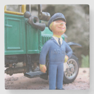  ARAL-gasstation, bediende en modelauto Stenen Onderzetter