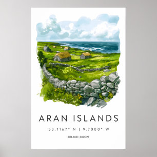Aran Islands Aquarel Reis Nationaal Park Poster