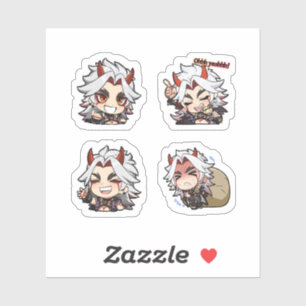 Arataki Itto Genshin Impact 4 stuks stickerblad Sticker