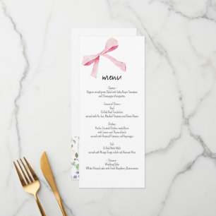 Arbalète et fleurs rose vif Carte de menu