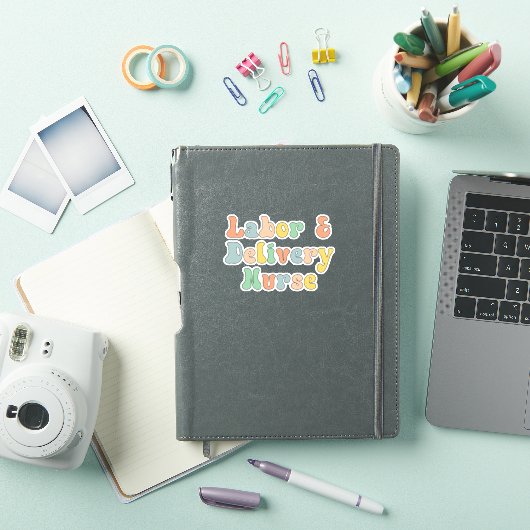 Arbeid en levering verpleegkundige Groovy Retro Sticker (iPad Cover)