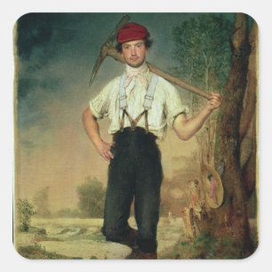Arbeider, 1848 vierkante sticker