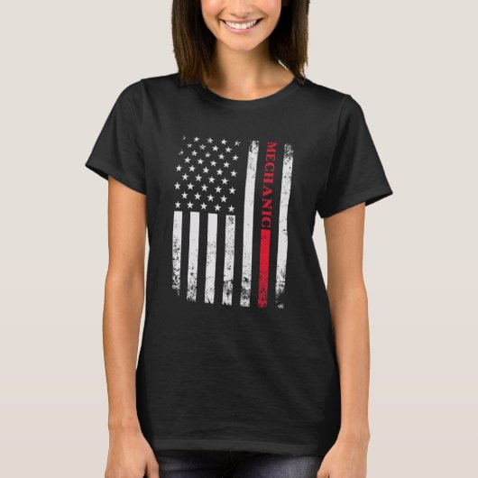Arbeider American Distress Flag Car Mechanic Ameri T-shirt (Voorkant)