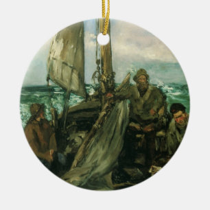 Arbeiders aan de Zee van Edouard Manet, Vintage Ku Keramisch Ornament