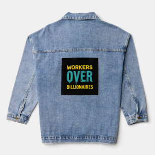 Arbeiders Boven Miljardairs: Macht aan het Volk HD Denim Jacket
