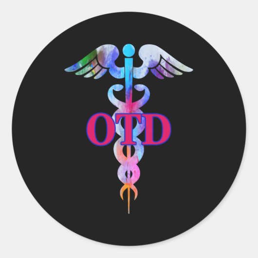Arbeidstherapeut OTD Caduceus Gradua Ronde Sticker (Voorkant)