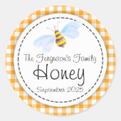 Arbeille ronde miel pot orange haut étiquette (Devant)