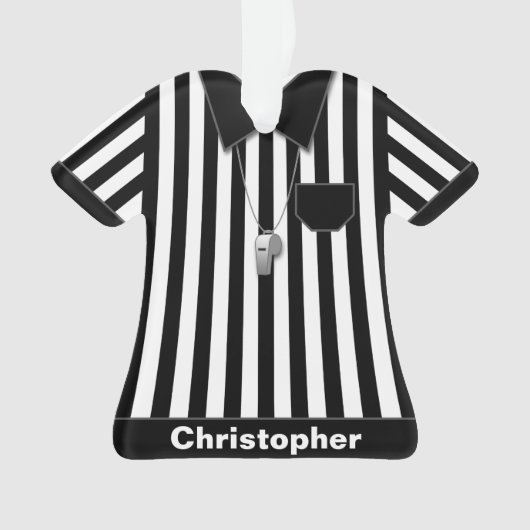 Arbitre noir et uniforme rayé blanc personnalisé (devant)