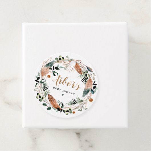 ARBOR Bohemian Feather Greenery Wreath Boho Bedankjes Labels (In situ)