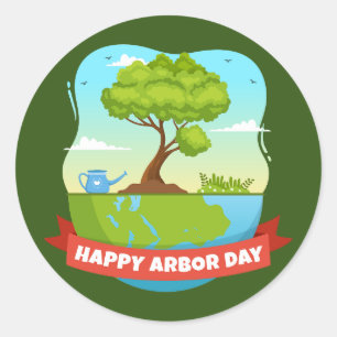Arbor Day Ronde Sticker