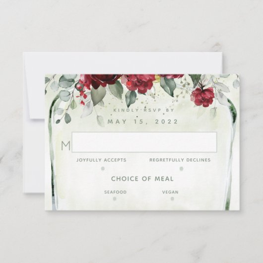 Arbor of Rozen Wedding 2 Meal Choice RSVP Card (Voorkant)