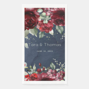 Arbor of Rozen Wedding Long Navy Dinner Napkin Servet