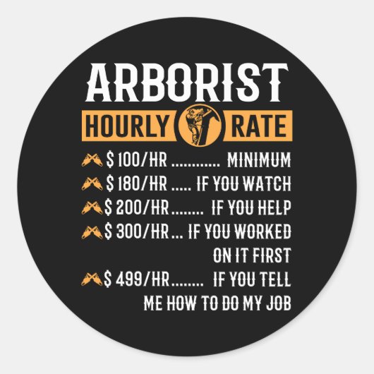 Arborist Arborist uurtarief Ronde Sticker (Voorkant)