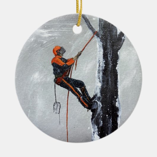 Arborist Long Haul Husqvarna Keramisch Ornament (Voorkant)