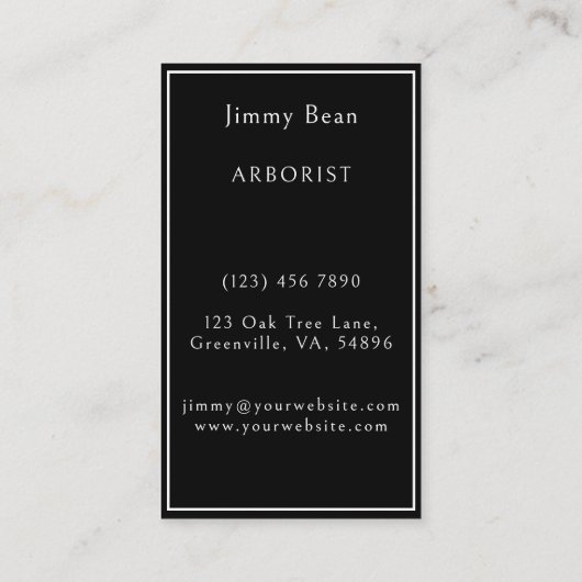 Arborist Tree Removal Trimming Landscaping Service Visitekaartje (Achterkant)