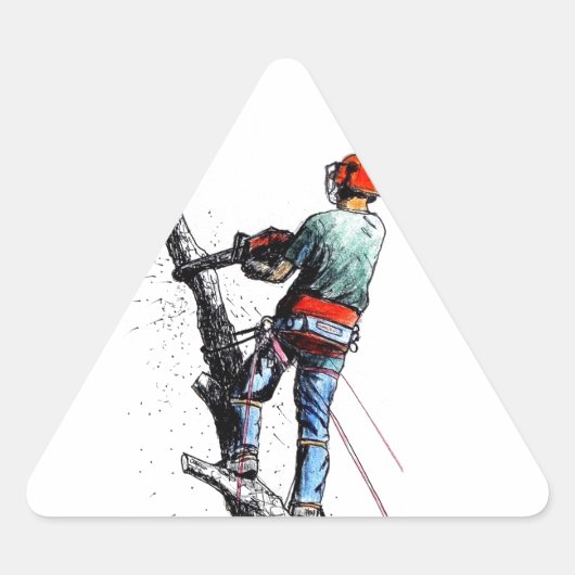 Arborist Tree Surgeon Driehoek Sticker (Voorkant)