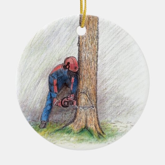 Arborist Tree Surgeon Keramisch Ornament (Voorkant)