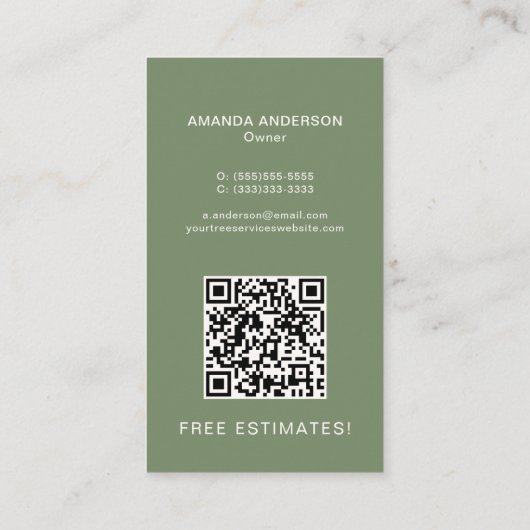 Arboriste Carte de visite de code QR (Dos)