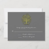 Arbre à balayage or sur carte de réponse Mariage g (Dos)