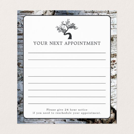 Arbre à bouleau rustique, carte de rendez-vous (Intérieur déplié)