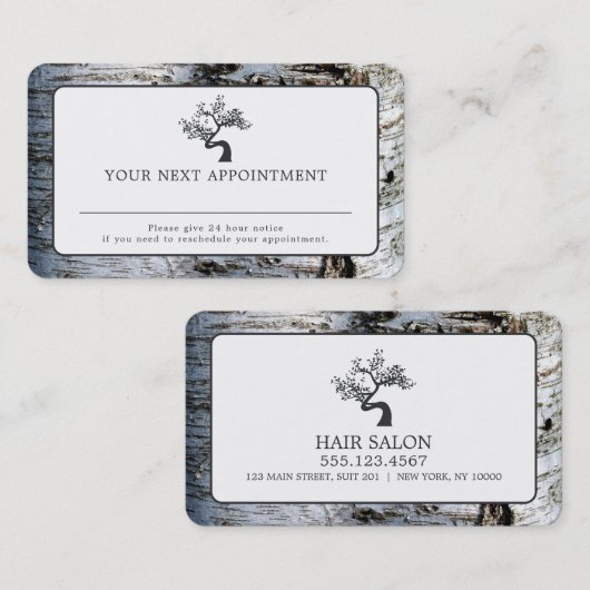 Arbre à bouleau rustique, carte de rendez-vous (Devant / Derrière)