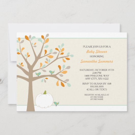 Arbre à citrouille blanc Invitations (Devant)
