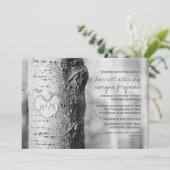 arbre à coeur sculpté invitations de mariage rusti (Debout devant)