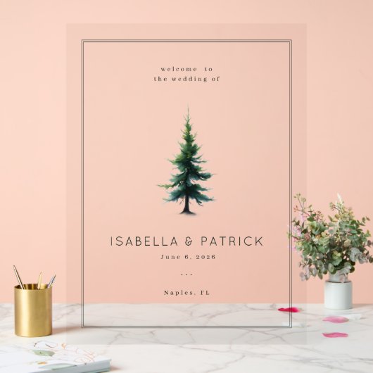 Arbre à feuilles persistantes vert tranquille (Mariage)