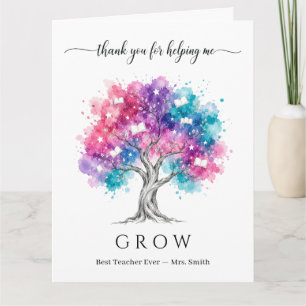 Arbre à l'aquarelle Carte de remerciement grand en