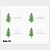 Arbre à pin aquarelle 2 Étiquettes de adresse (Feuille)