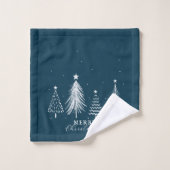 Arbre à pin de Noël simple | bleu marine (Gant de toilette)