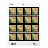 Arbre à pin sur le Étiquette de bougie de parchemi (Feuille entière)