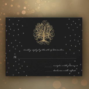 Arbre à tourbillon doré sur carte de réponse de ma