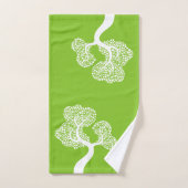 Arbre abstrait blanc et nom chaux vert (Serviette à main)