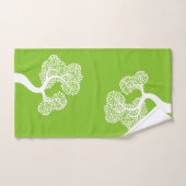 Arbre abstrait blanc et nom chaux vert (Serviette à main)