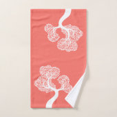 Arbre abstrait blanc et nom corail vivant (Serviette à main)