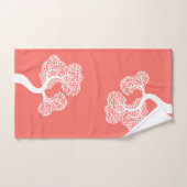 Arbre abstrait blanc et nom corail vivant (Serviette à main)