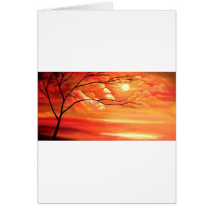 Arbre Abstrait et coucher de soleil rouge
