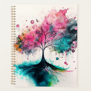 Arbre arc-en-ciel à l'aquarelle, œuvre d'art abstr