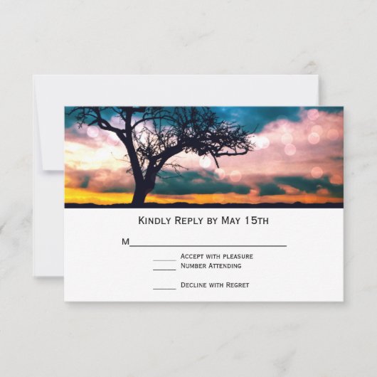 Arbre au coucher du soleil Cartes RSVP de mariage (Devant)