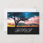Arbre au coucher du soleil Cartes RSVP de mariage (Dos)