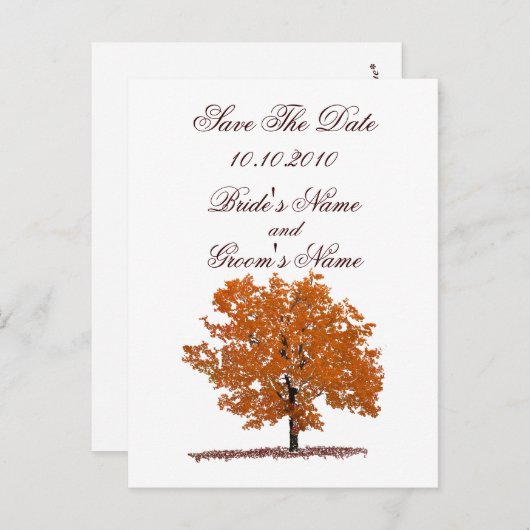 Arbre automne Enregistrer la carte postale Date. (Devant / Derrière)