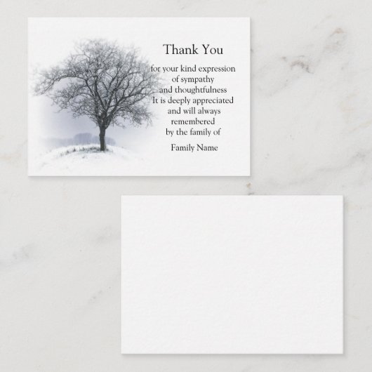Arbre Autonome En Carte de remerciements D'Hiver (Devant / Derrière)