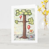 Arbre avec carte de voeux à l'aquarelle de ballon (Fleur jaune)