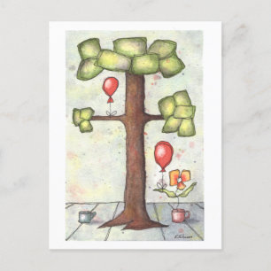Arbre avec carte postale Aquarelle Ballotte